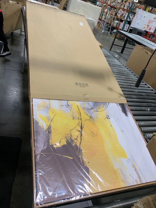 Photo 1 of Wall Art Large Modern Abstract Artwork Black Yellow Canvas Painting for Living Room Bedroom Office Home Decor 30"x60" 