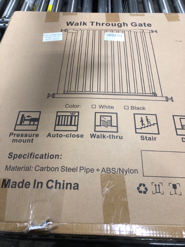 Photo 1 of DEARBB Extra Wide Baby Gate Ultra Narrow Spacing 30.11-77.36" Pressure Mounted Double Lock Swing Auto Close Walk Through Metal Safety Pet Gate for Stairs and House Doorway Kitchen