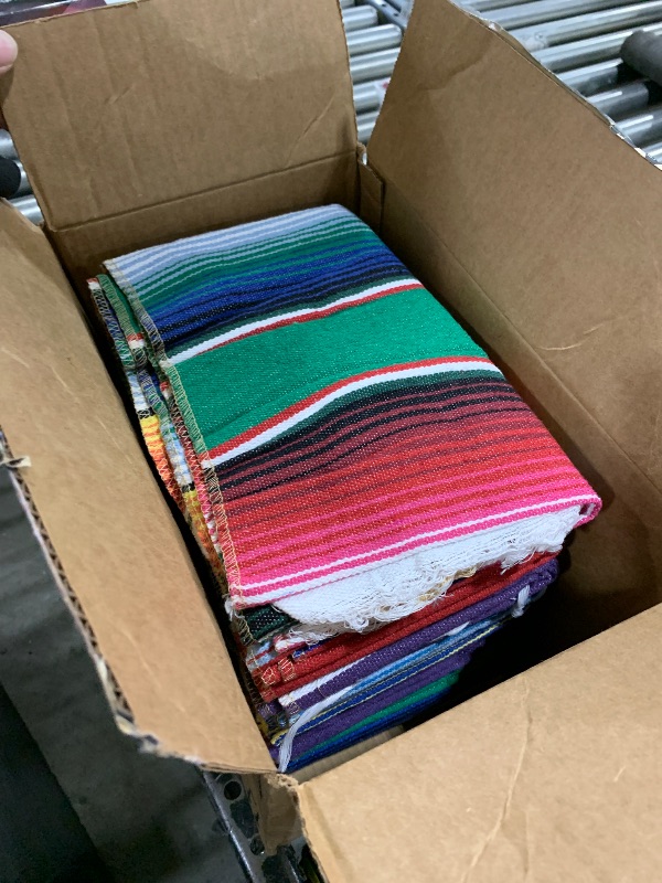 Photo 1 of 12 Pack Mexican Table Runners 14” x 84” Rainbow Colors Large (14” x 84”-12Pcs)