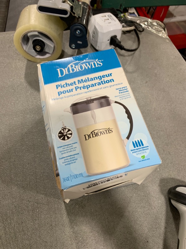 Photo 1 of Dr. Brown's Baby Formula Mixing Pitcher with Adjustable Stopper, Locking Lid & No Drip Spout, Black, BPA Free, 36oz, 1 Pack