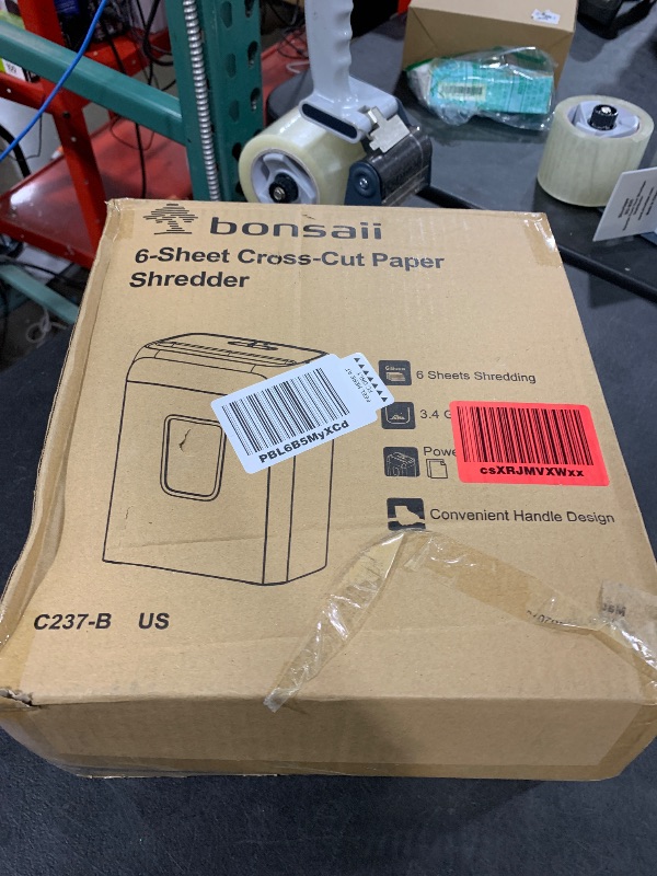 Photo 1 of Bonsaii Paper Shredder for Home Use, 3.4 Gal Wastebasket, 6 Sheet Crosscut Paper Credit Cards, Staples, and Clips Shredder for Home Office Use, Portable Handle Design (C237-B New Version)