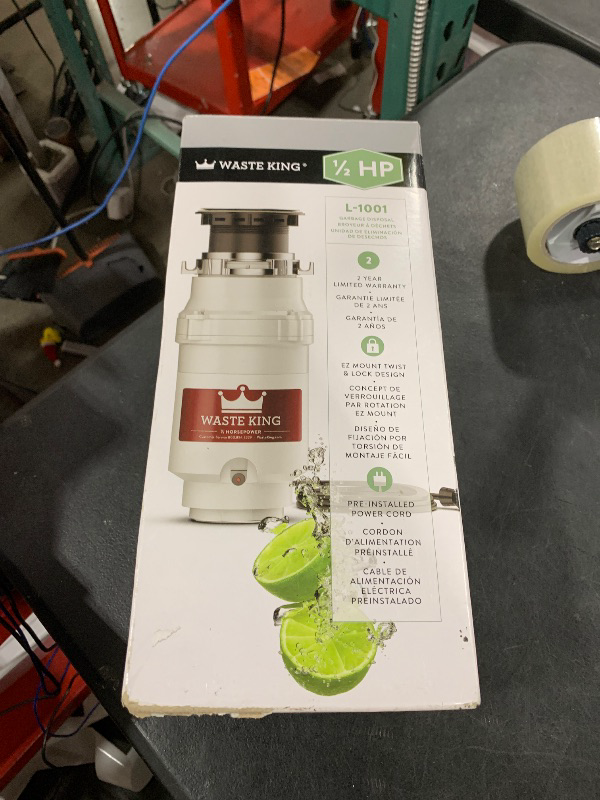 Photo 1 of Waste King 1/2 HP Garbage Disposal with Power Cord for Kitchen Sink Food Waste, L-1001