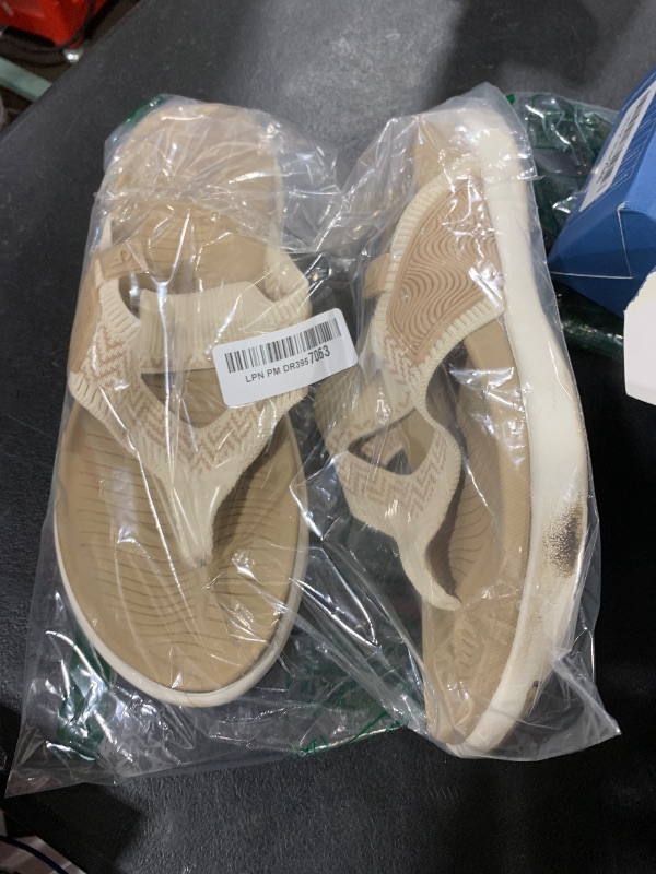 Photo 1 of COFACE Womens Orthotic Flip Flops Ladies Slip On Sport Recovery Walking Yoga Mat Thick Athletic Cushion Thong Sandals Summer Beach Pool Sandles Comfortable Plantar Fasciitis Arch Support Beige Size 11