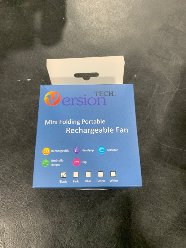 Photo 1 of VersionTECH. Portable Handheld Fan, Powerful+Durable+4000mAh+180° Foldable, Mini Table Fans with USB Rechargeable Battery Operated Cooling Accessories for Personal Use, Travel, Office Black