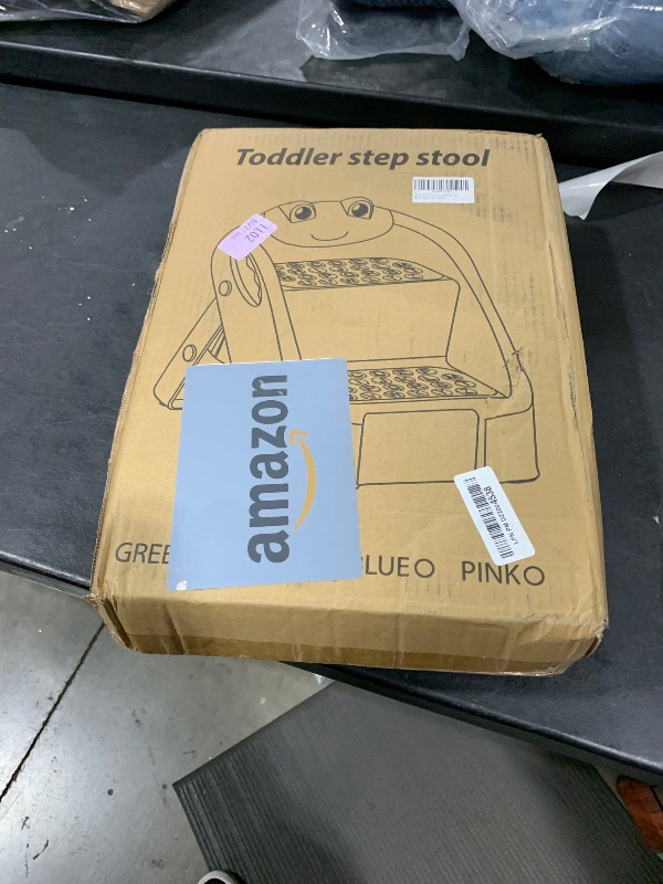 Photo 1 of iBabyMax Toddler Step Stool, Easy to Fold Step Stools for Toddlers with Non-Slip Surface & Alphabet Patterns, Lightweight & Cute Kids Step Stool for Potty Training, Bathroom Sink, and Bedroom, Gray