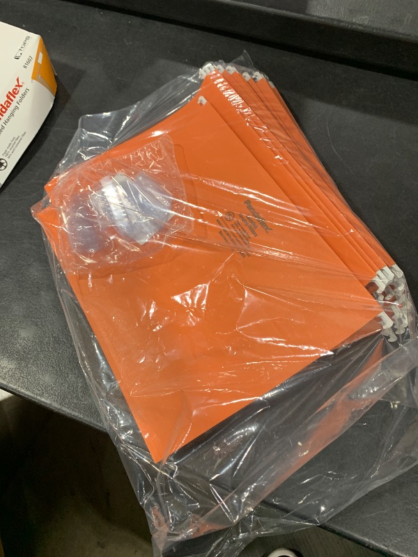 Photo 1 of Pendaflex Recycled Hanging Folders, Letter Size, Orange, 1/5 Cut, 25/BX (81607)