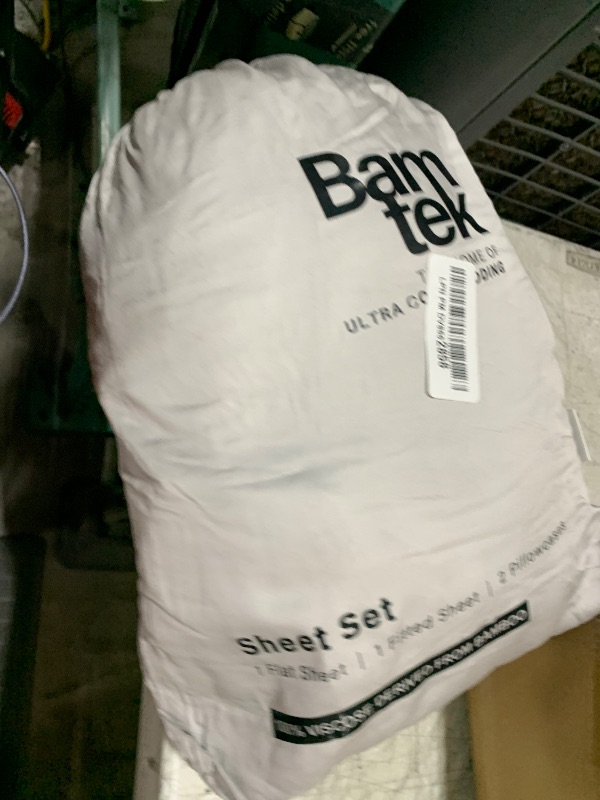 Photo 1 of Bamtek 100% Viscose from Bamboo Sheets Queen Size, Super Soft Bedding Set, 4PC Cooling Sheets for Hot Sleepers, Vegan Silk Moisture Wicking, Organically Grown Bedsheet, Gray Mist (60x80x18 Inch)