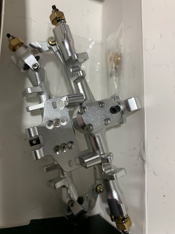 Photo 1 of DashRC Front Rear Axle for SXC24, 52° Steering Angle, 5mm Widened Metal Axle Upgrades for 1/24 RC Crawler SCX24 Bronco Deadbolt Gladiator JLU CRC C10 Models (Silver)