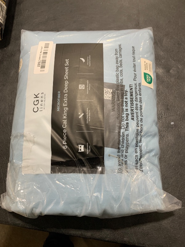 Photo 1 of Extra Deep Cal King Sheet Set - 6 Piece Breathable & Cooling Sheets - Hotel Luxury Bedding Set w/18-24 Inch Extra Deep Pockets - Easy Fit - Super Soft, Wrinkle Free & Comfy - Light Blue, Cal King Size