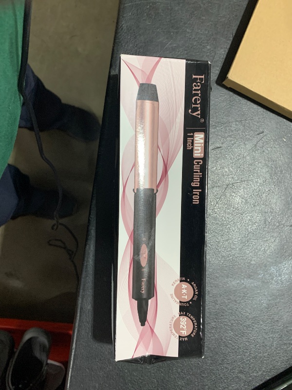 Photo 1 of 1 Inch Dual Voltage Ceramic Curling Iron with Keratin & Argan Oil, Mini Hair Curler, Travel Size with Storage Bag
