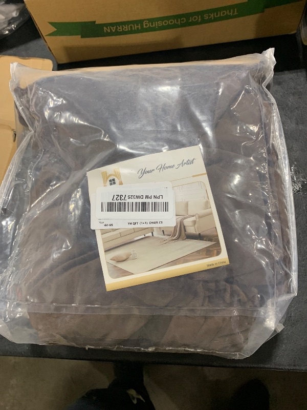 Photo 1 of H.VERSAILTEX Rich Velvet Stretch 2 Piece Chair Cover Chair Slipcover Sofa Cover Furniture Protector Couch Soft with Elastic Bottom Chair Couch Cover with Arms Width Up to 49 Inch(Chair,Brown)