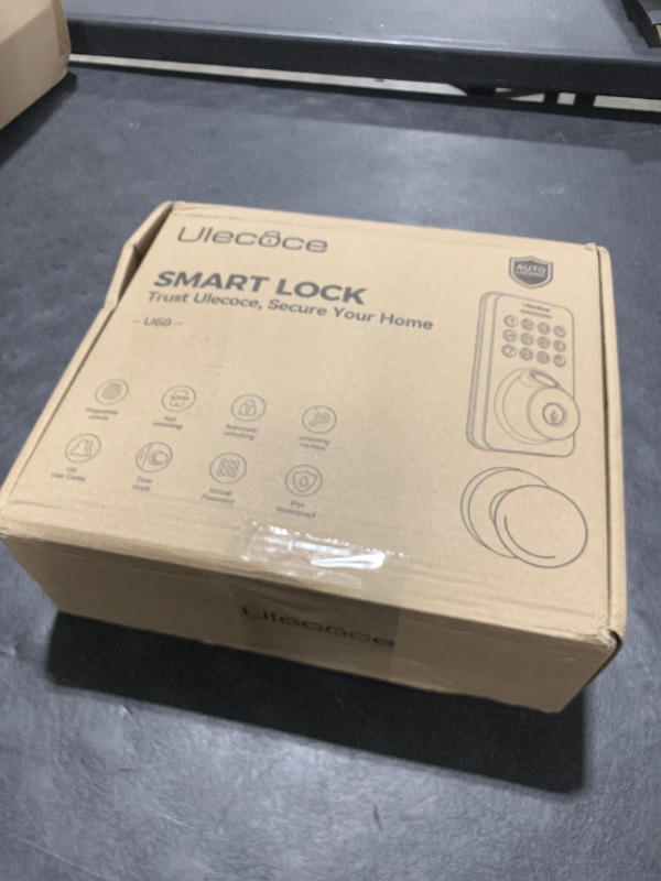 Photo 1 of Ulecoce Fingerprint Keypad Deadbolt with Handle Set, Keyless Entry Door Lock, Door Locks for Front Door Lock Set, App Control, Auto Locking, Easy to Install, Matte Black
