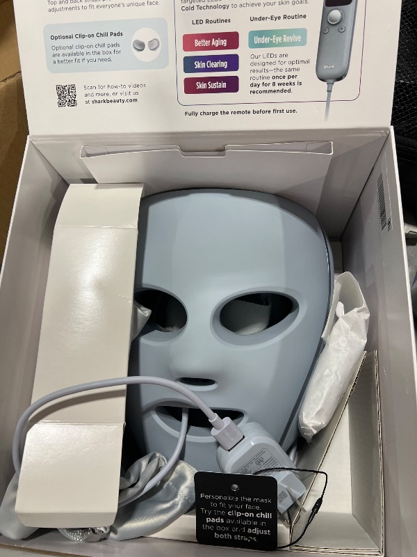 Photo 1 of Shark CryoGlow LED Face Mask (FSA/HSA Eligible*) with Under-Eye Cooling, Anti-Ageing & Blemish Repair, Red & Blue LED, Infrared Light Therapy, USB-C, Remote Control, Storage Bag, Blue Frost, FW312