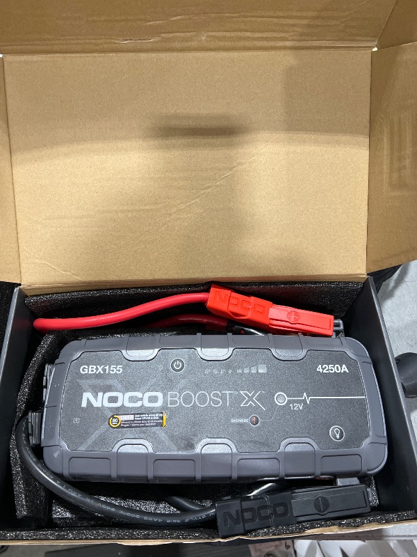 Photo 1 of NOCO Boost X GBX155 4250A 12V UltraSafe Portable Lithium Jump Starter, Car Battery Booster Pack, USB-C Powerbank Charger, and Jumper Cables for up to 10.0-Liter Gas and 8.0-Liter Diesel Engines