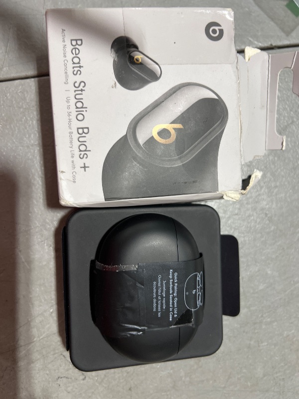 Photo 1 of Beats Studio Buds + | True Wireless Noise Cancelling Earbuds, Enhanced Apple & Android Compatibility, Built-in Microphone, Sweat Resistant Bluetooth Headphones, Spatial Audio - Black/Gold