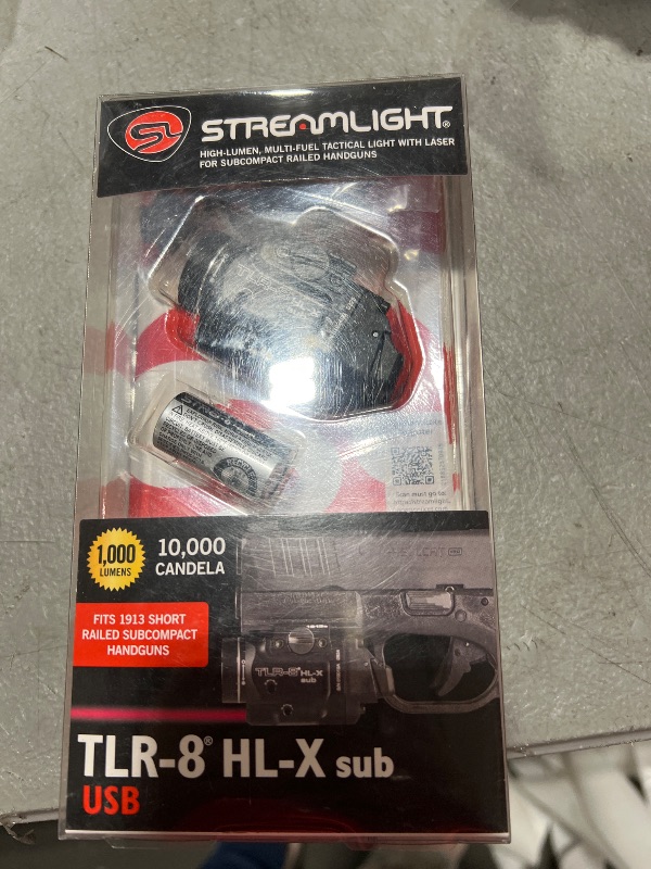Photo 1 of Streamlight 69468 TLR-8 HL-X sub USB 1000-Lumen Weapon Rail-Mounted Rechargeable Tactical Flashlight with Integrated Red Aiming Laser for Select 1913 Only, Black
