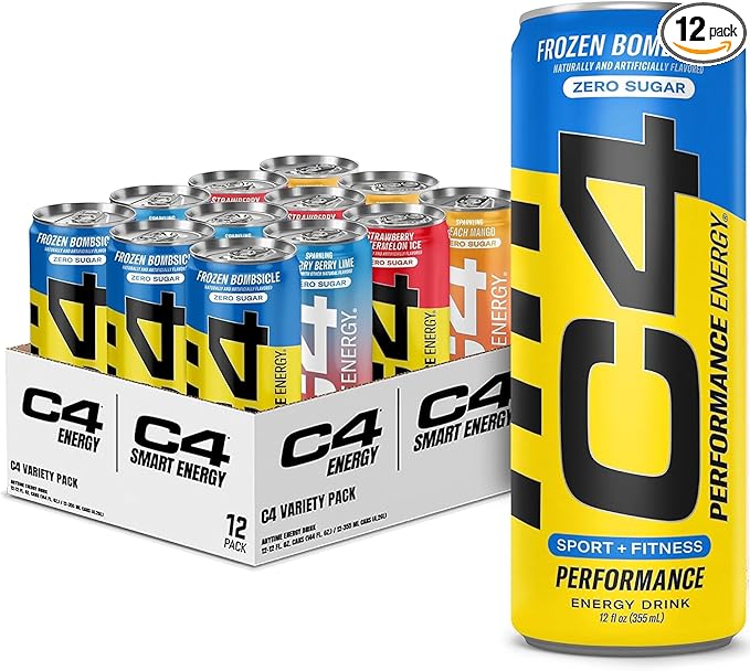 Photo 1 of Cellucor C4 Performance & Smart Energy Drink Official Variety Pack | Zero Sugar Carbonated Preworkout Energy | 150+200mg Caffeine with Beta Alanine | 4 Flavors | 12 Fl Oz (12 Pack)