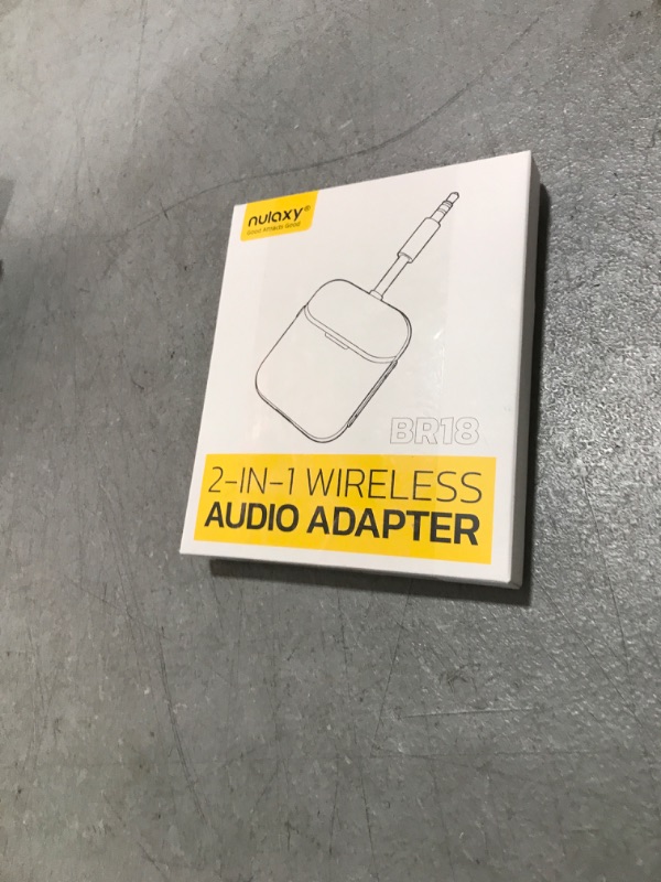 Photo 1 of Nulaxy Air in-Flight Bluetooth Wireless Audio Transmitter Receiver for up to 2 AirPods Wireless Headphones, Bluetooth Adapter for All 3.5mm Aux Jacks on Airplanes, Black