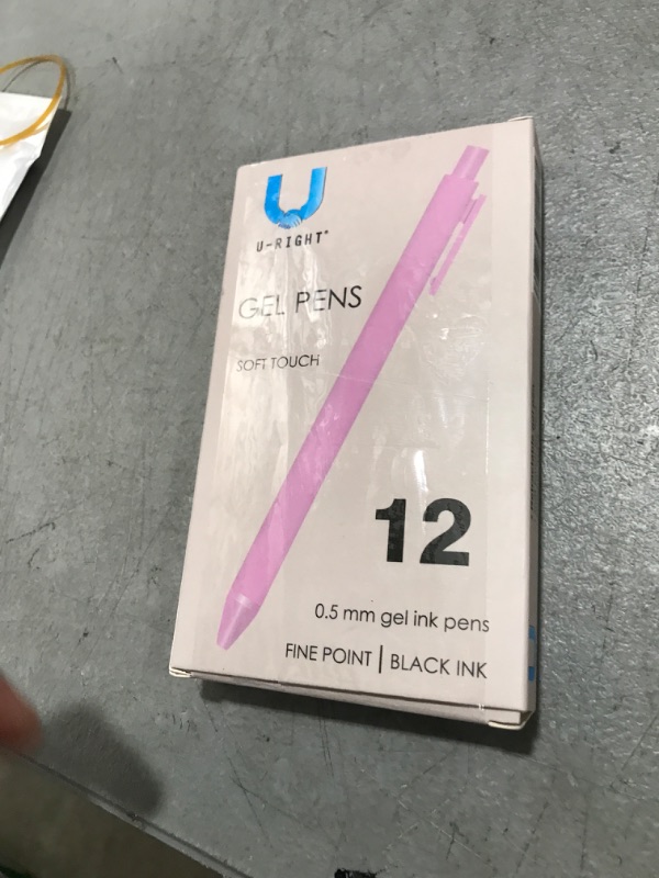 Photo 1 of U-RIGHT 12 Pcs Gel Ink Pens Black Ink 0.5 mm Fine Point Smooth Writing Cute Pens for Office School (Light Pink)