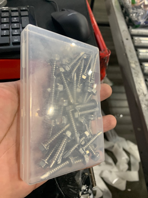 Photo 1 of #12 x 1-1/2" Hex Washer Head Self Drilling Screws, Self Tapping Sheet Metal Screws, 410 Stainless Steel, 50 PCS