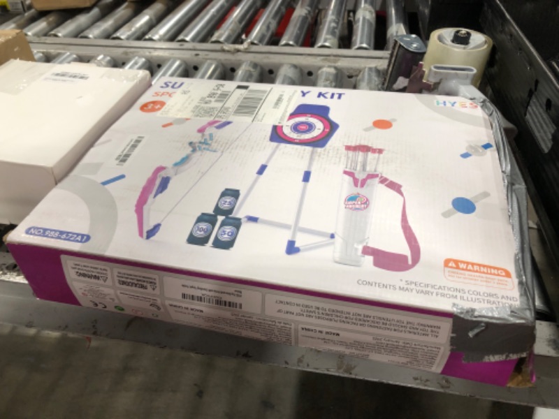 Photo 1 of HYES Bow and Arrow for Kids, LED Light Up Archery Set with 12 Suction Cup Arrows, 1 Standing Target, 3 Score Targets & 1 Quiver, Indoor Outdoor Sport Gifts for Boys Girls Ages 4-12, Purple