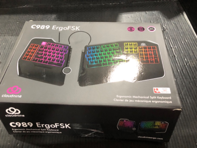 Photo 1 of Cloud Nine C989 Ergonomic Mechanical Keyboard for PC - Kailh Linear Red Switches - RGB Light Up LED Backlit with USB - Ergo Split Key Board with Macro