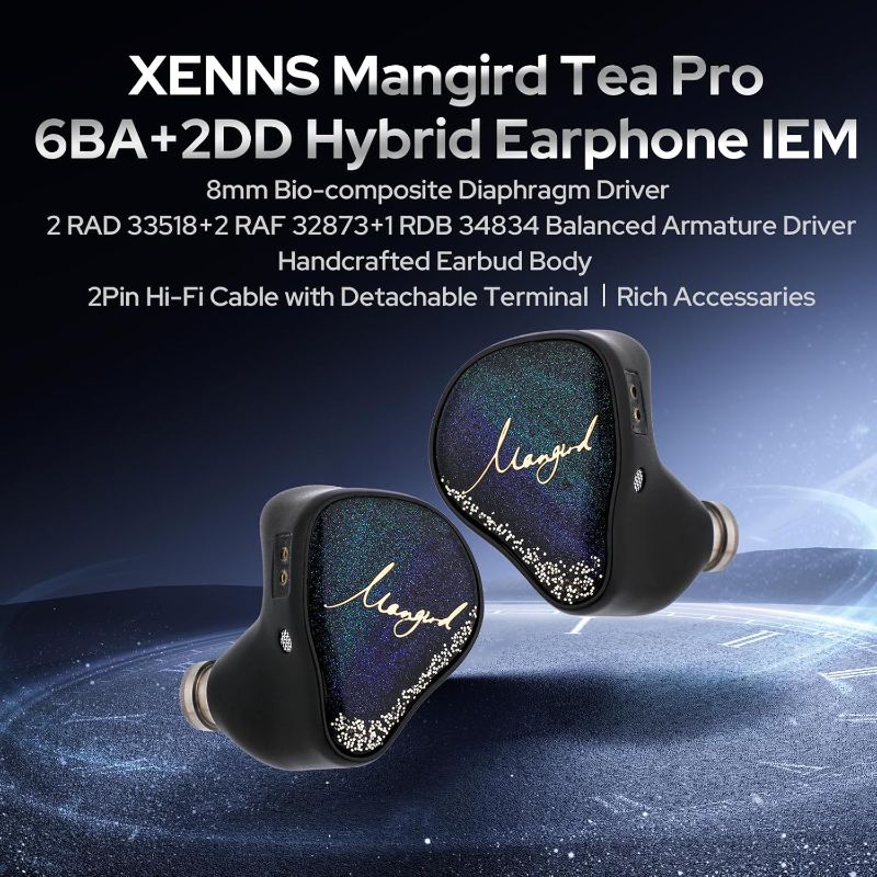 Photo 1 of XENNS TEA PROLinsoul Xenns Mangird Tea PRO in Ear Monitor, 6BA+2DD Hybrid Earphone IEM, Wired Gaming Earbuds with Detachable IEM Cable for Musician Audiophile
