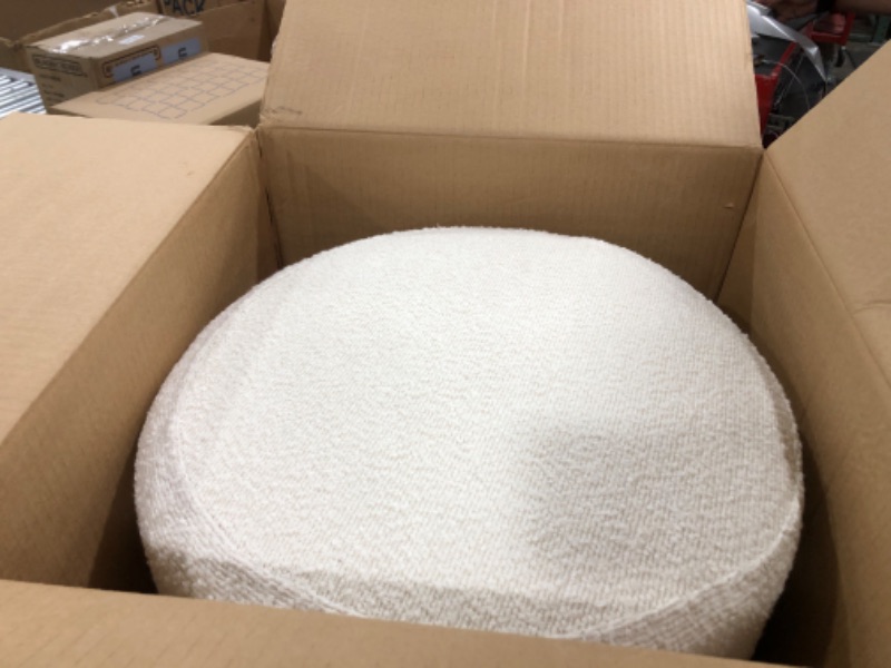 Photo 1 of ZICOTO Beautiful Boucle Pouf Ottoman and Foot Rest - Elevate Your Living Room Decor with Lightweight Comfort and Charm - A Round Modern Foam Filled Foot Stool Perfect to Rest Your Feet