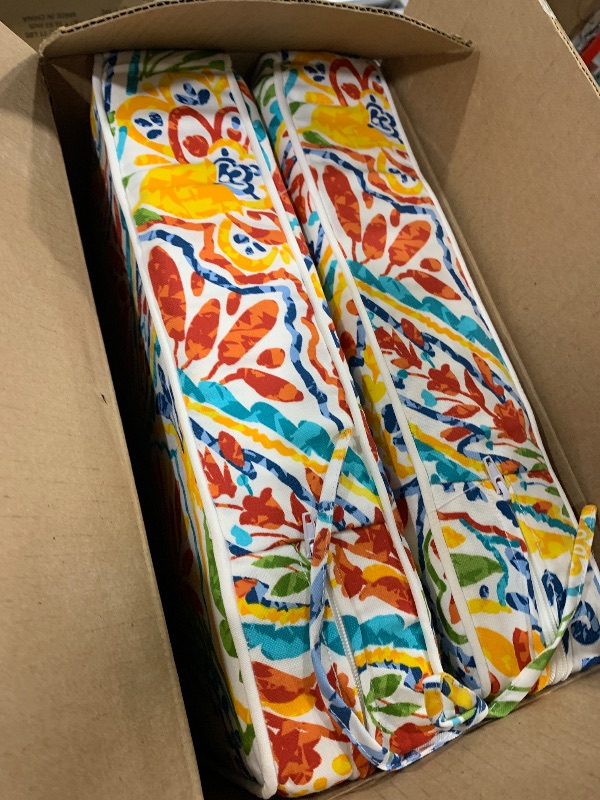Photo 1 of Melody Elephant Set of 2 Outdoor Chair Cushions 20 x 18 x 4, Water Repellent Patio Seat Cushion with Removable Cover, All Weather Thick Chair Cushion for Wicker?Sofa?Outdoor Furniture,Paisley Multi