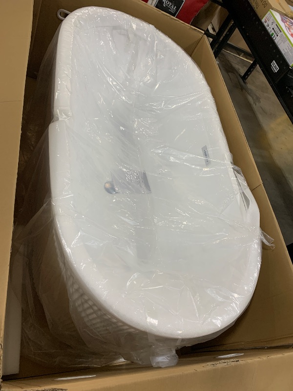 Photo 1 of 59" Acrylic Freestanding Soaking Bathtub, Matte Black Drain & Overflow, Modern Design Unique Pleated Tub for Home Bathroom Renovations, Glossy White