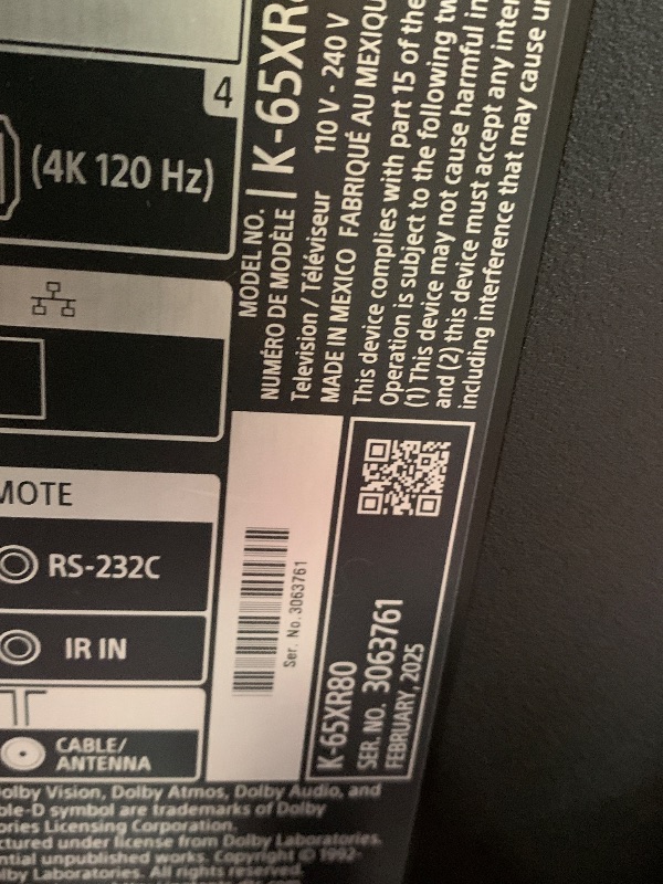 Photo 1 of Sony 65 Inch OLED 4K Ultra HD TV BRAVIA 8 Smart Google TV with Dolby Vision HDR and Exclusive Features for PlayStation 5 (K-65XR80), 2024 Model