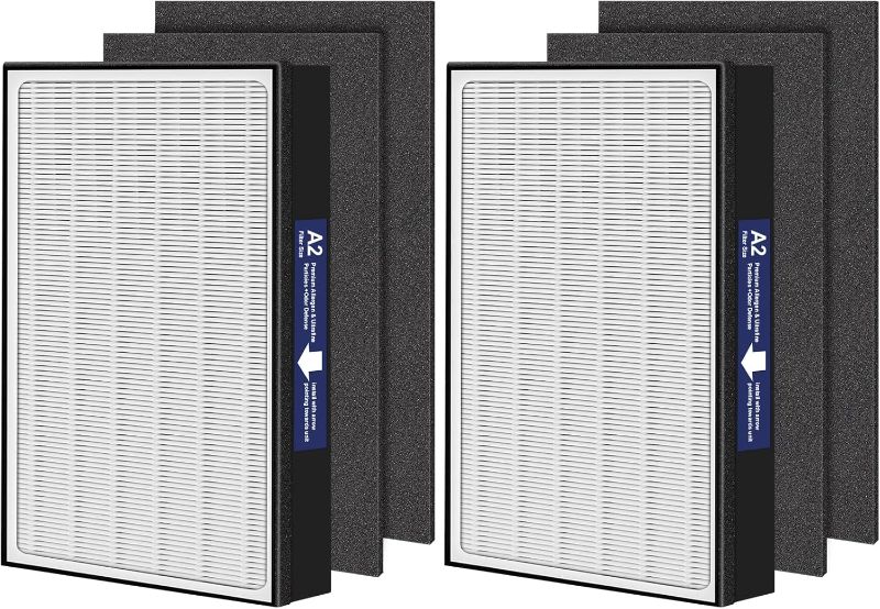 Photo 1 of A2 True HEPA Replacement Filter for 3M Filtrete Room Air Purifier FAP-C02-A2,FAP-C03-A2,FAP-T03-A2,FAP-SC02L,4 H13 True HEPA Filters + 4 Actived Carbon Pre-Filters,Part # 1150101