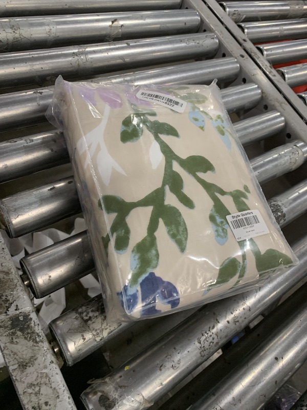 Photo 1 of Style Quarters Dahlia Lane 3pc Duvet Cover Set - Multi-Color Floral Stems with White Leafy Silhouettes - 100% Cotton - Machine Washable - Includes 1 Duvet Cover + 2 Shams (Queen)