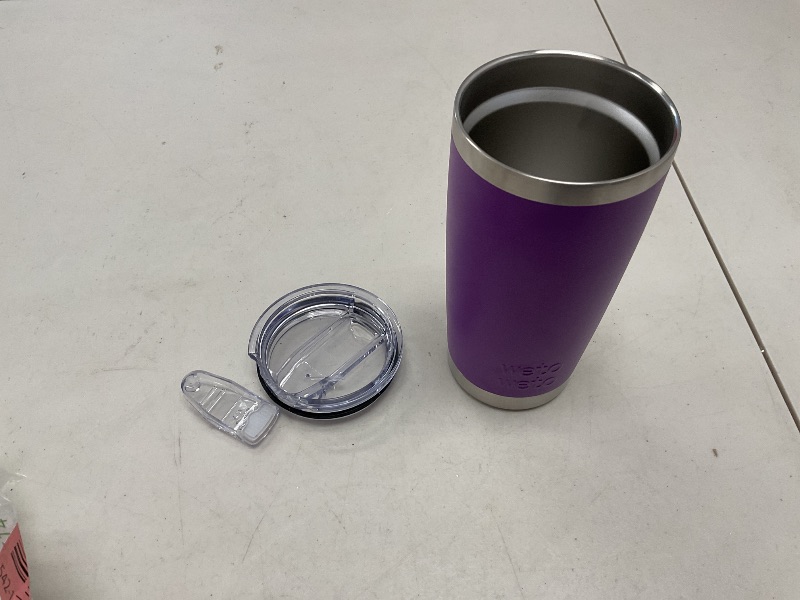 Photo 1 of WETOWETO 20oz Insulated Stainless Steel Tumbler, Double Wall Vacuum Leak-proof Travel Coffee Mug, Powder Coated Water Cup (Purple, 1 Pack)