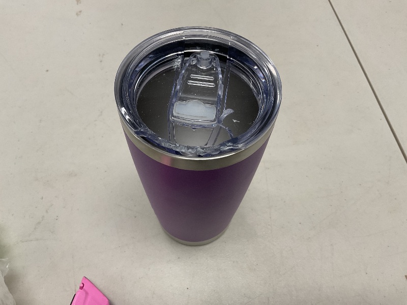 Photo 1 of WETOWETO 20oz Insulated Stainless Steel Tumbler, Double Wall Vacuum Leak-proof Travel Coffee Mug, Powder Coated Water Cup (Purple, 1 Pack)