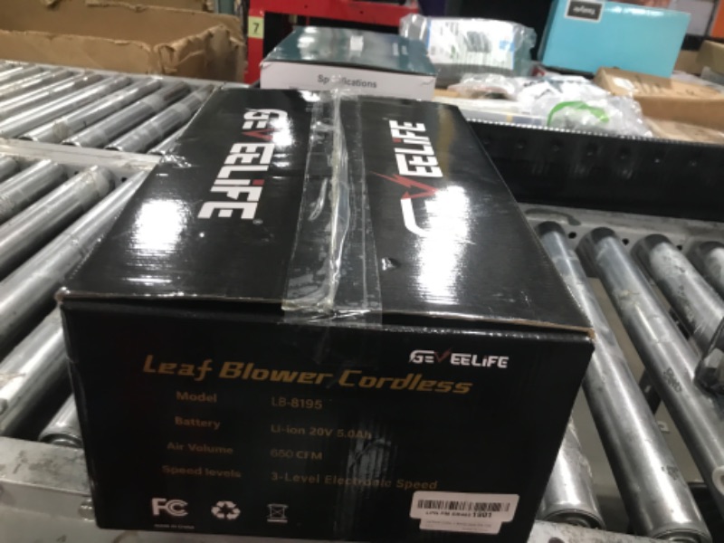 Photo 1 of GEVEELIFE Leaf Blower Cordless, 650CFM & 3 Speed Levels, Electric Cordless Leaf Blower with 2 * 5.0Ah Battery Powered, Blowers for Lawn Care, Yard, Blowing Leaves, Dust, Snow