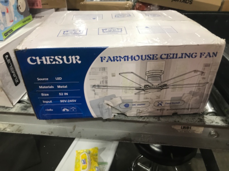 Photo 1 of CHESUR Flush Mount Ceiling Fans with RGB Side Lights - 52" White RGB Ceiling Fan with 5 Dual-Sided Blades, Dimmable Reversilbe Motor, Low Profile Indoor/Outdoor Fan Light for Party, Bedroom