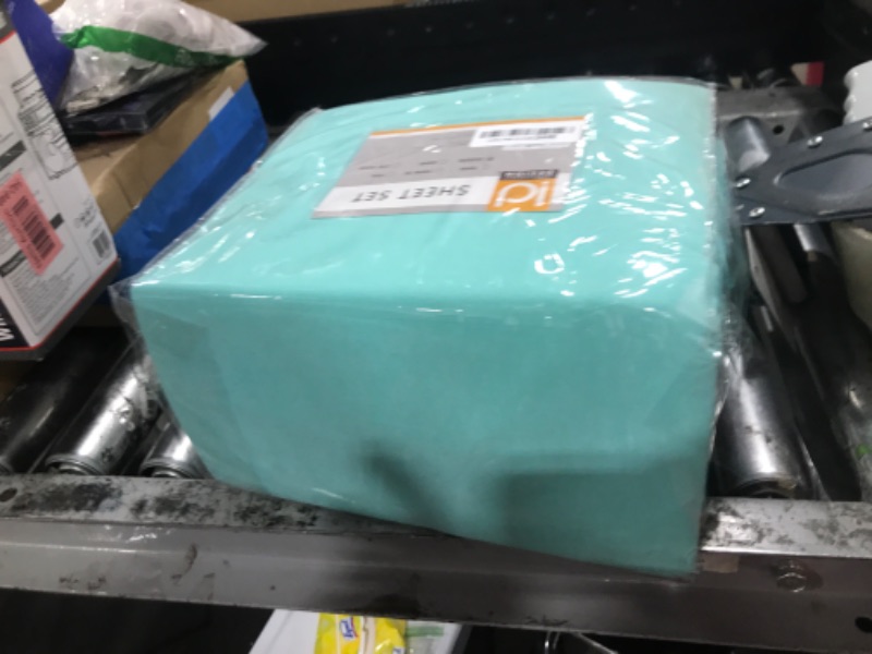 Photo 1 of Intelligent Design Cotton Blend Jersey Knit Bed Sheet Set Wrinkle Resistant, Soft Sheets with 14" Deep Pocket, All Season, Cozy Bedding-Set, Matching Pillow Case, Queen, Aqua 4 Piece