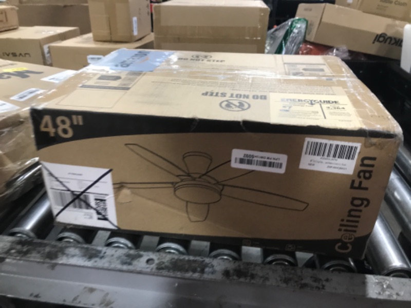 Photo 1 of ZMISHIBO 48 inch Ceiling Fans with Lights and Remote/APP Control,Black Low Profile Ceiling Fan with Light,Quiet DC Motor,LED Dimmable, Modern Flush Mount Ceiling Fan for Bedroom Indoor/Outdoor Patio