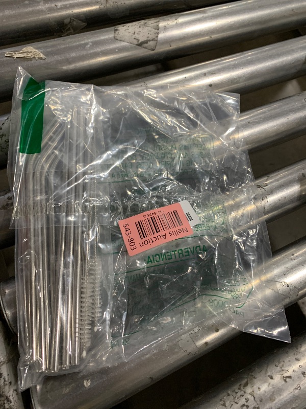 Photo 1 of 12-Pack Reusable Straws - Metal Straws Dishwasher Safe - Drinking Stainless Steel Straws for 20 oz Tumblers - 2 Cleaning Brushes Included