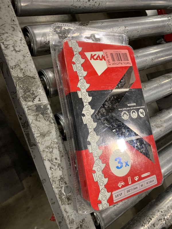 Photo 1 of KAKEI 18 Inch Chainsaw Chain 3/8" LP Pitch .050" Gauge 62 Drive Links Fits Poulan, Kobalt, Echo, Ego, Greenworks and More- S62 (3 Chains)