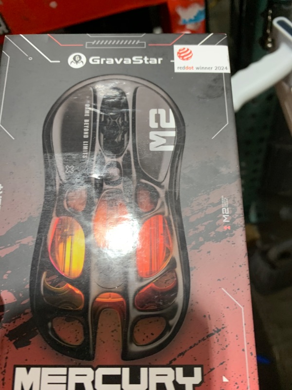 Photo 1 of GravaStar Mercury M2 Wireless Gaming Mouse with 26,000 DPI, PAW3395DM Sensor -79g Lightweight Hollowed-Out Design -5 Programmable Buttons -5 Dynamic Lightsync RGB - Stealth Black