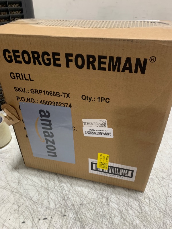 Photo 1 of George Foreman 4-Serving Removable Plate Electric Grill and Panini Press, George Tough Non-Stick Coating, Drip Tray Catches Grease, Black