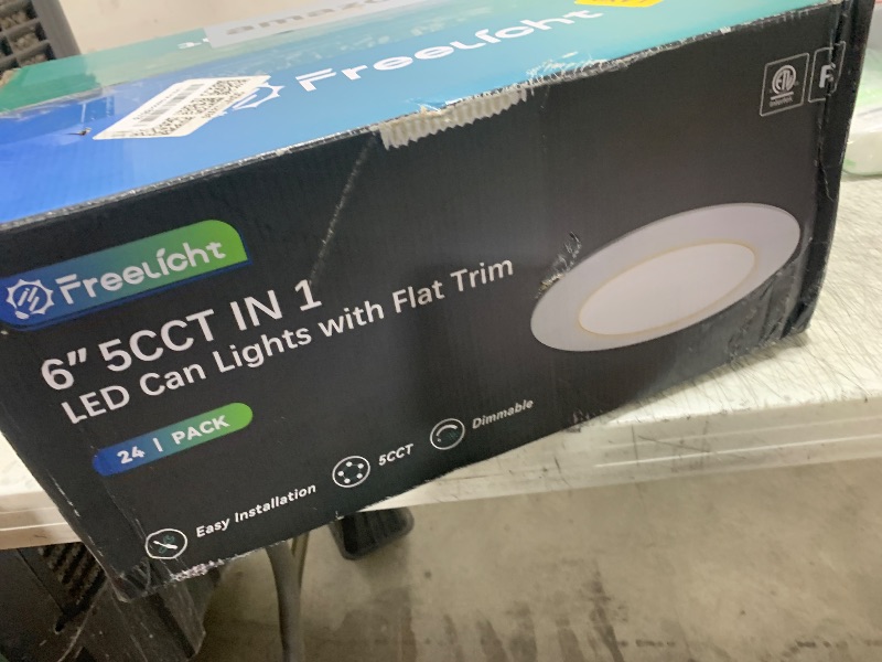 Photo 1 of FREELICHT 24 Pack Retrofit LED Recessed Lighting 6 Inch, Selectable 2700K/3000K/4000K/5000K/6000K, Dimmable Flat LED Can Lights, 10W=110W, 1000LM, IC & Damp Rated, ETL & FCC, White