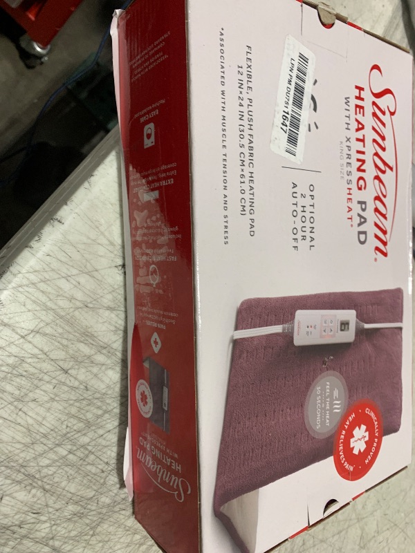 Photo 1 of Sunbeam XL Heating Pad, 12"x 24", For Back, Neck, Shoulder, and Period Cramp Pain Relief, 6 Heat Settings, Auto Shut-Off, Machine-Washable, Gifts For Mom & Wife, FSA/HSA Eligible, Burgundy?