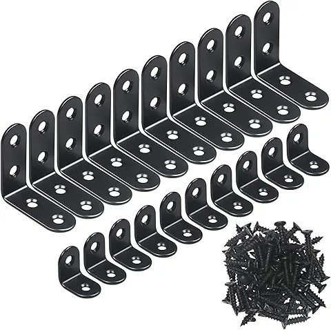 Photo 1 of  20PCS L Bracket Corner Bracket,Black Small Right Angle Bracket for Wood Furniture Cabinet Chair(10PCS 0.79 Inch+10PCS 1.57 Inch with 60PCS Screws)