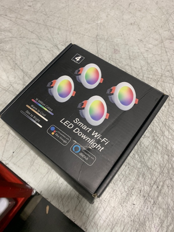 Photo 1 of YGS-Tech Smart 2 Inch LED Recessed Lighting RGB WiFi Downlight, 5W Compatible with Alexa and Google Home, Dimmable RGB & CCT 2700-6500K Color Changing, 120V Ceiling Light with LED Driver (4 Pack)