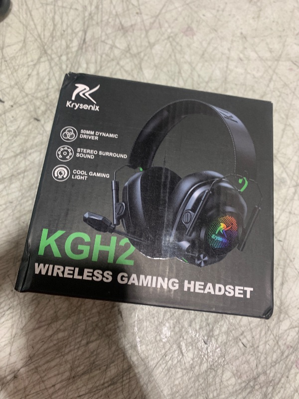 Photo 1 of Krysenix Wireless Gaming Headset with Noise Canceling Microphone for PC, PS5, PS4, Switch, Mac?2.4 GHz Wireless & Bluetooth 5.4 Gaming Headphones, Cool RGB Lighting, 40Hr Battery, 50mm Drivers-White