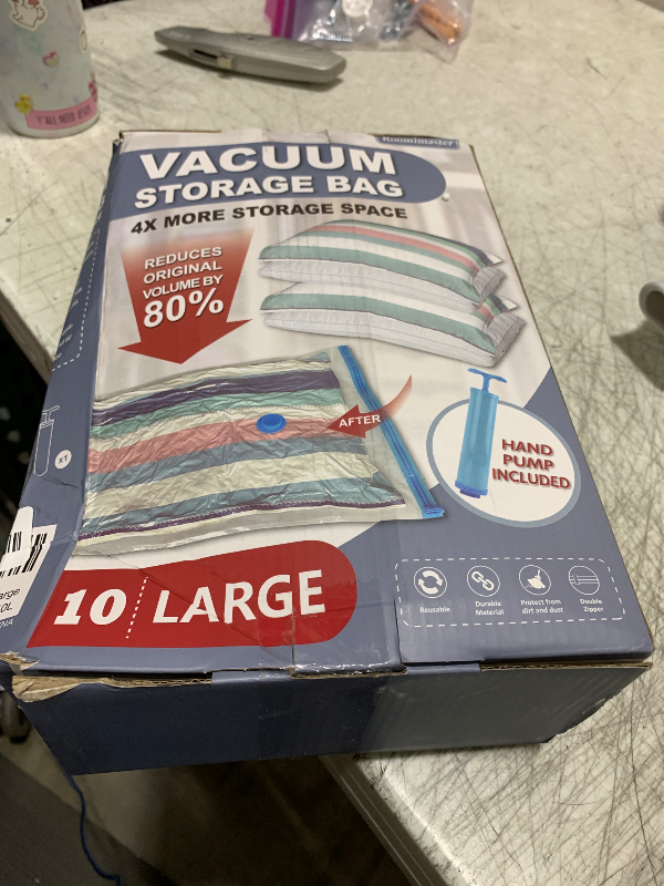 Photo 1 of 10 Large Vacuum Storage Bags with Hand Pump, Large Vacuum Seal Bags for Clothing, Space Saver Bags for Travel Lugggage, Blankets, Comforters