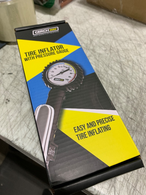 Photo 1 of Tire Inflator with Pressure Gauge and Longer Hose - Most Accurate, Heavy Duty Air Chuck with Gauge for Air Compressor Tire Inflator Attachment - 100PSI